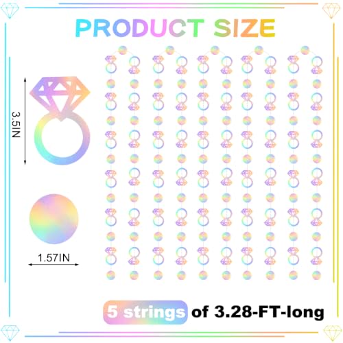 Iridescent Bachelorette Ring Garland Set - 16.5ft Party Decor