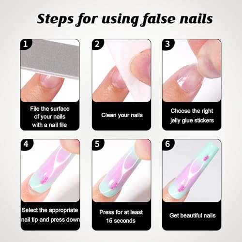 YCLSKNO 24Pcs Black Coffin Press On Nails with Butterfly Floral Design, Easy Glue-On Fake Nails