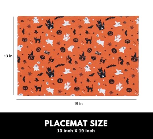 Halloween Placemats Set of 4 - 13x19 Inch Ghost Witches Trees Design