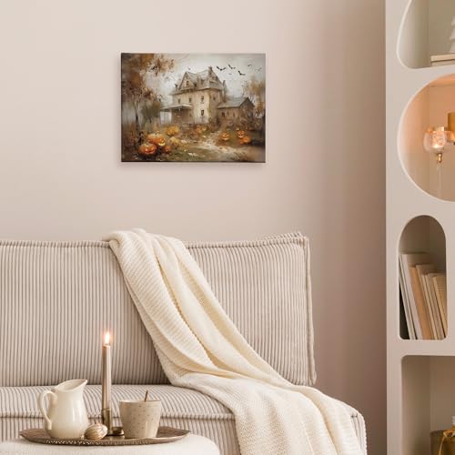Halloween Pumpkin Rustic Farmhouse Wall Art Decor 11x14 - Dark-01