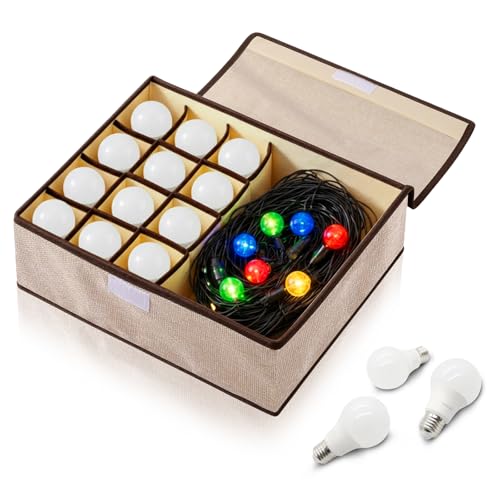 Light Bulb Organizer Storage Box - 13 Compartment Foldable Beige