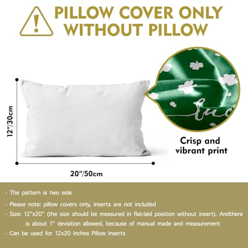 St Patrick's Day Lucky Clover Throw Pillow Cover 12x20 Inch Set of 2