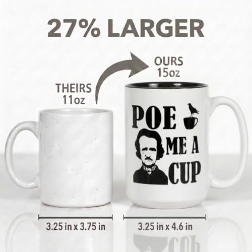Large 15 oz Ceramic Gothic Coffee Mug - Poe Me a Cup Literary Gift