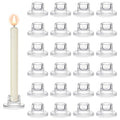 24PCS Glass Taper Candle Holders Bulk Set - Small Modern Clear Candleholders for Weddings & Home Decor