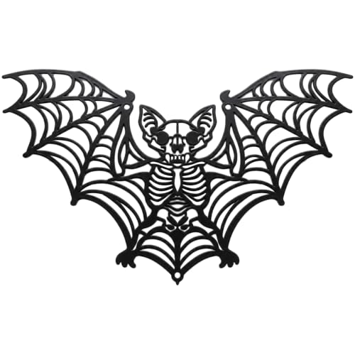 Halloween Gothic Bat Wall Decor Metal Skeleton 11.8 x 6.9 Inches