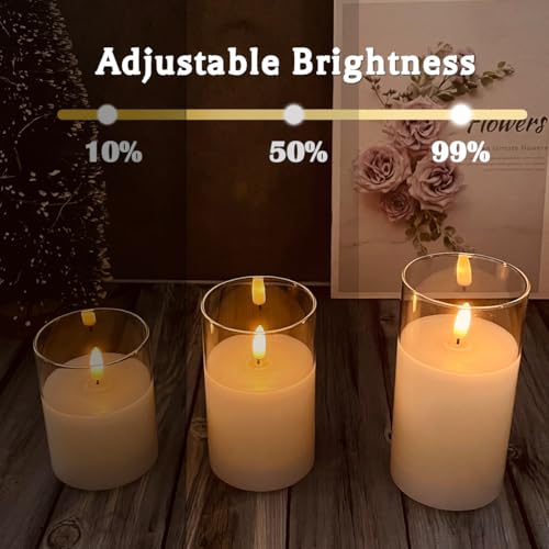 White Glass Flickering Flameless Candles Set of 5 - Rechargeable LED Décor
