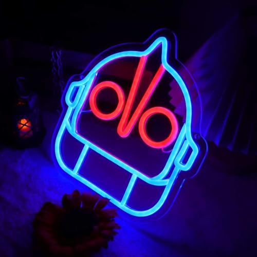 Blue and Red Super Robot Neon Sign Wall Decor, Dimmable LED Light for Gaming & Man Cave