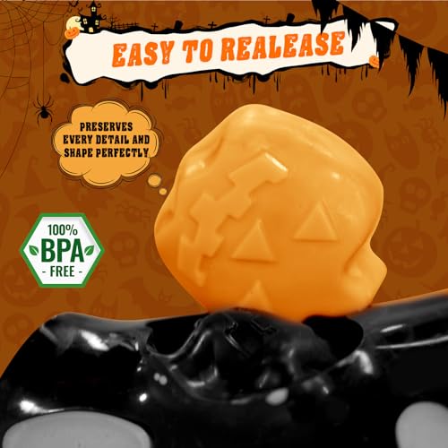 Halloween Silicone Mold Set 4pcs - 19 Spooky Shapes for Baking & Crafts