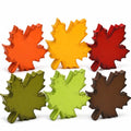 Set of 6 Fall Maple Leaf Wooden Decor Blocks for Autumn Tabletop & Shelf Display