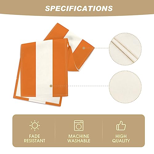 Orange White Stripes Fall Table Runner - 13x72 Inch Kitchen Decor