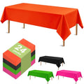 24 Pack Plastic Halloween Tablecloths - Waterproof 54x108 Inch Rectangular Covers - Black, Orange, Pink, Green - Party Supplies