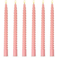 Pink Spiral Taper Candles - 6 Pack, Unscented Dripless Long-Lasting Decor