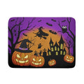 Halloween Pumpkin Dish Drying Mat for Kitchen Counter 18x24 Inch with Witch Ghost Castle Design - Purple Microfiber Drainer Mat