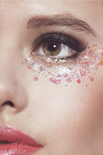 Iridescent Face & Body Glitter Chunky Glitter - Iridescent Flake for Makeup, Nails, Crafts & Raves