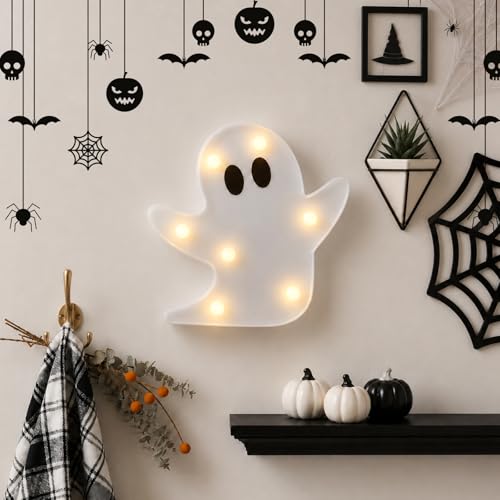 Halloween Ghost Decorations Light Up Ghost LED Marquee Sign - 2 Pcs Indoor Outdoor