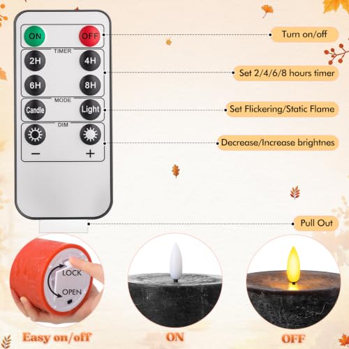 Thanksgiving Flameless LED Candles Set - Fall Autumn Autumn Decor, 3 Sizes