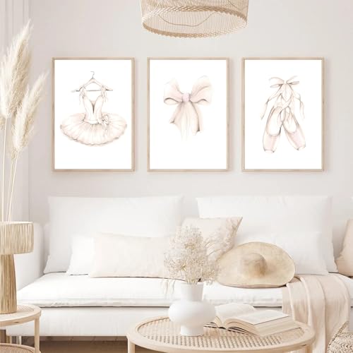 Ballet Dress Wall Art Canvas Print - Ballerina Poster Nursery Decor 16x20 Inch No Frame