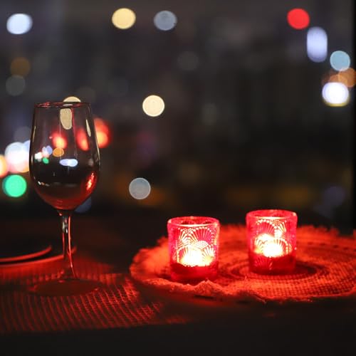 Red Votive Candle Holders Set of 24 Boho Style Christmas Decorations