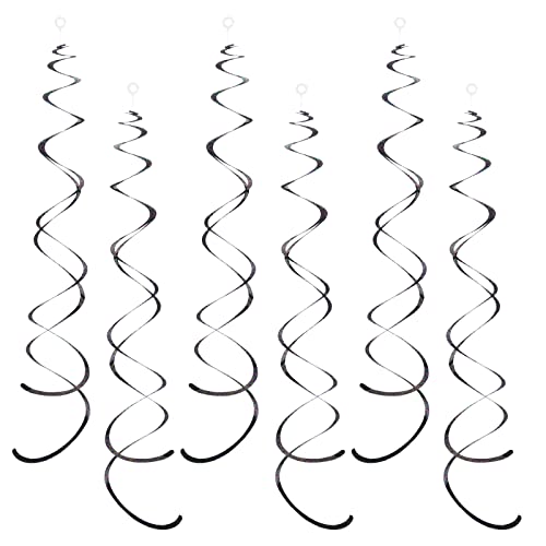 Black Iridescent Party Hanging Swirl Decorations - 30 Pieces