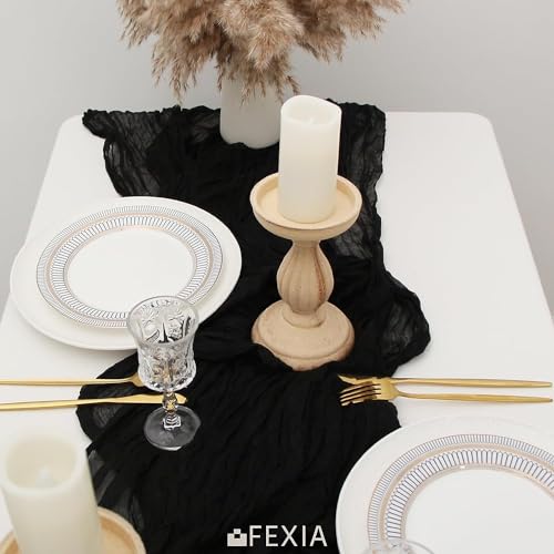 Black Cheesecloth Table Runner 10 Pack - 10ft Rustic Boho Fall Party Decor