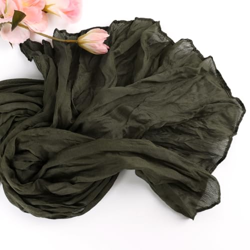 Olive Green Cheesecloth Table Runner for Birthday & Holiday Decor - 1 Pack