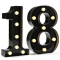 Light Up Number 18 - 8.86 Inch Black Birthday Decoration for Boys