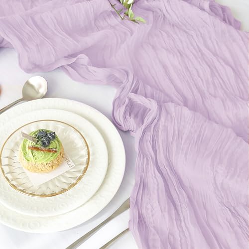 Lilac Cheesecloth Table Runner 10FT Pack for Wedding Birthday Home Decor