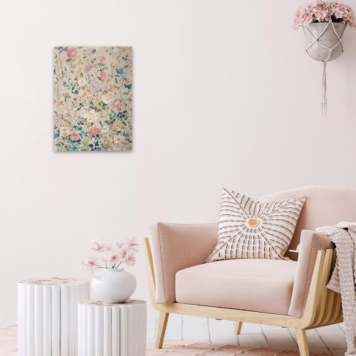 Pink and White Flower Wall Art Canvas - 16 x 12 Inches Wildflower Wall Decor