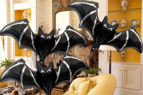 6-Pack Halloween Black Bat Foil Balloons - Spooky Birthday & Party Decor