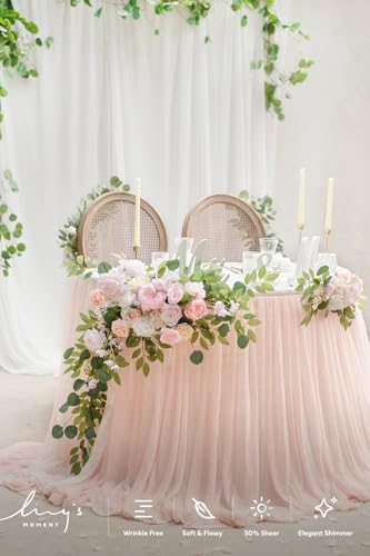 Peachy Blush 9FT Chiffon Table Skirt for Wedding and Events