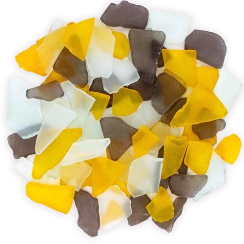 Halloween Sea Glass Bulk Decor - Black Tea, Clear & Orange Mix, 15 oz
