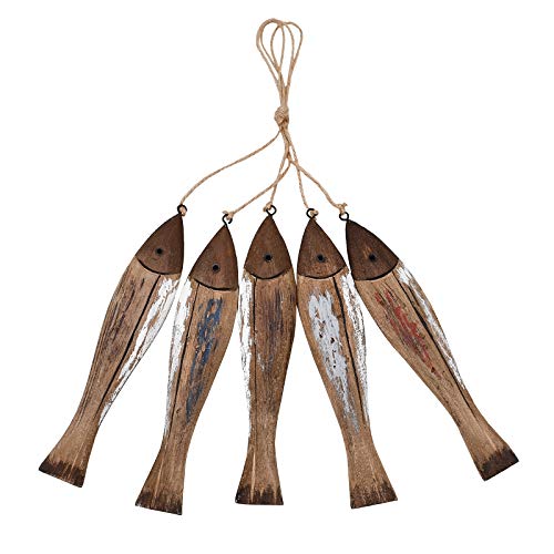 7.5 Inch Wooden Fish Wall Decor Nautical Hanging Wall Art - Coastal Home Decoration