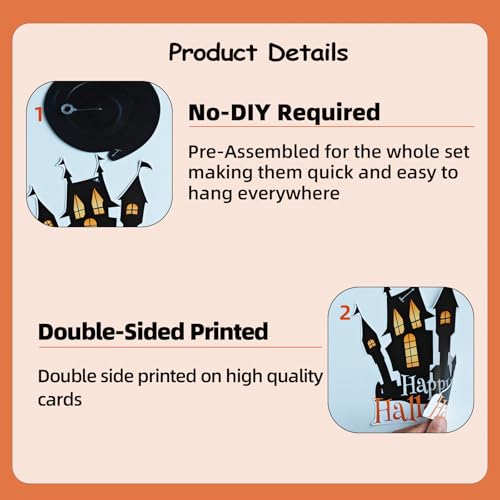 Halloween Hanging Ceiling Swirl Decorations Set - 30 Pre-Assembled Spooky Ornaments