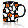 Halloween Mug Ghost Pumpkin Coffee Mug Black 12oz - Ghost & Pumpkin Design