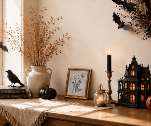 Gothic Skull Floral Wall Art Canvas Print - Vintage Gold Frame 12x16