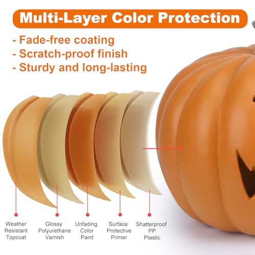 11-Inch Halloween Lighted Pumpkin Jack O Lantern with Peking Opera Face - Indoor & Outdoor Decor