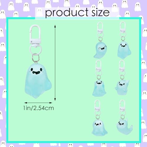 Halloween Ghost Keychains 6 Pack - Cute Resin Spooky Bag Charms for Backpacks & Purses
