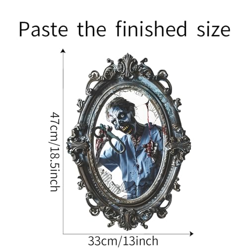 Halloween Wall Stickers Bloody Hands Broken Mirror Decals Haunted House Decorations