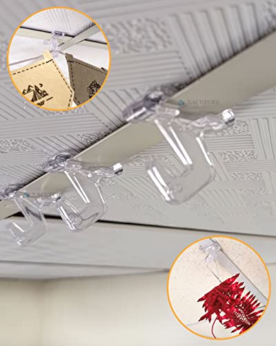 50 Pack Clear Drop Ceiling Hooks for Suspended Ceilings - Strong & Easy Install
