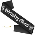 Halloween Birthday Sash with Glitter Lettering - Black Gothic Party Accessory