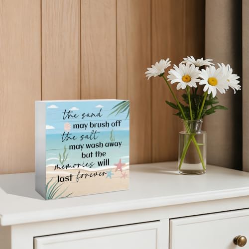Beach Wooden Box Sign - Coastal Desk Decor, Summer Beach Memories