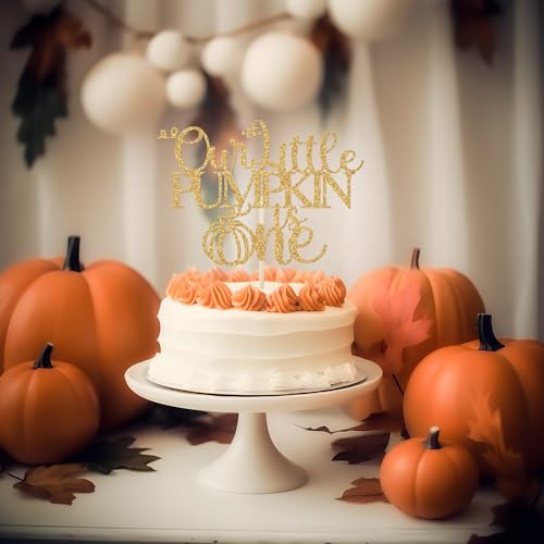 First Birthday Cake Topper Gold Glitter Pumpkin 1st Birthday Party Decor