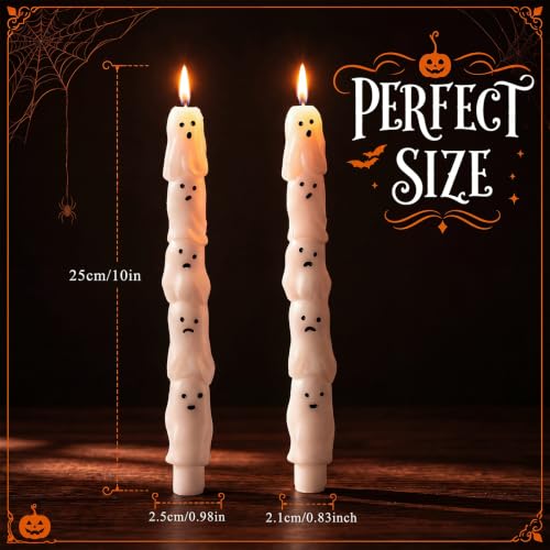 Halloween Ghost Candles Set of 6 - Spooky Table Decor & Long Burn Time