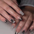 Halloween Long Coffin Press On Nails with Silver Glitter & Spider Web Design - Variation of Halloween Nails12