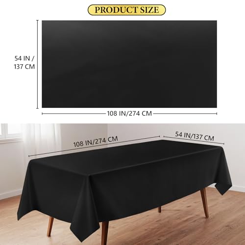 10 Pack Black Disposable Waterproof Tablecloths 54x108 Inches for Events and Parties