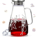 Skeleton Halloween Glass Pitcher with Lid - 74oz Water Jug for Parties