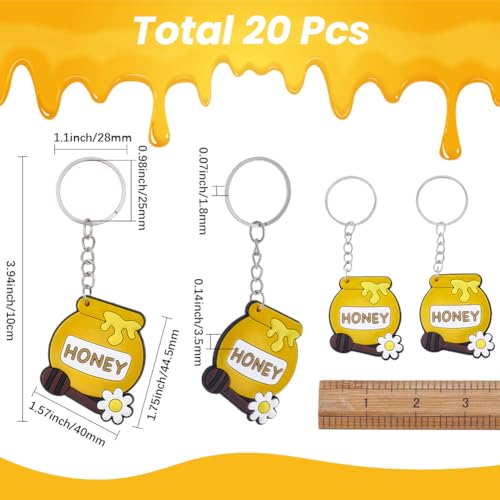 Honeypot Keychain Charm Bulk 20 Pcs - Cute Honey Bee Bag & Party Decor