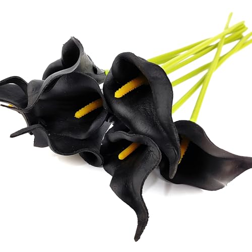 Artificial Calla Lily Flowers Set - Black, 13pcs for Wedding & Home Decor