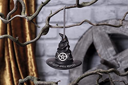 Halloween & Christmas Witch Hat Ornament - Gothic Decor, Hand-Painted Resin, 9cm
