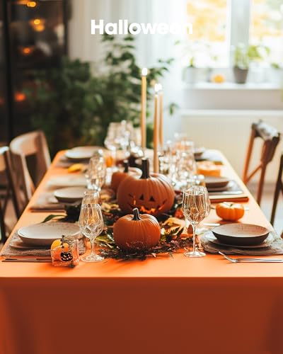 Disposable Plastic Tablecloth 54x108 Inch 12 Pack - Orange, Halloween & Fall Party Decor